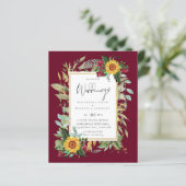 Country Rustic Sonnenblumen Burgund Rose Hochzeit (Stehend Vorderseite)