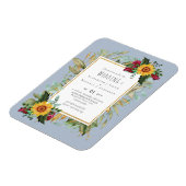 Country Rustic Sonnenblumen Burgund Rose Hochzeit Magnet (Linke Seite)