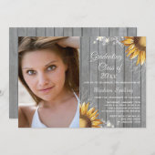 Country rustic Sonnenblumen Foto Graduierung Party Einladung (Vorne/Hinten)