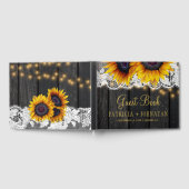 Country rustic Sonnenblumen Stallholz Spitzen Hoch Gästebuch (Voll)