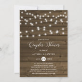 Country Rustic String Lights Paare Dusche laden ei Einladung (Vorderseite)