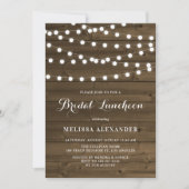 Country Rustic String Lights Wood Bridal Luncheon Einladung (Vorderseite)