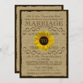Country Rustic Sunflower and Burlap Wedge Einladung (Vorne/Hinten)