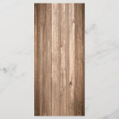 Country Rustic Sunflower & Brown Wood Wedding Menü Menükarte (Rückseite)