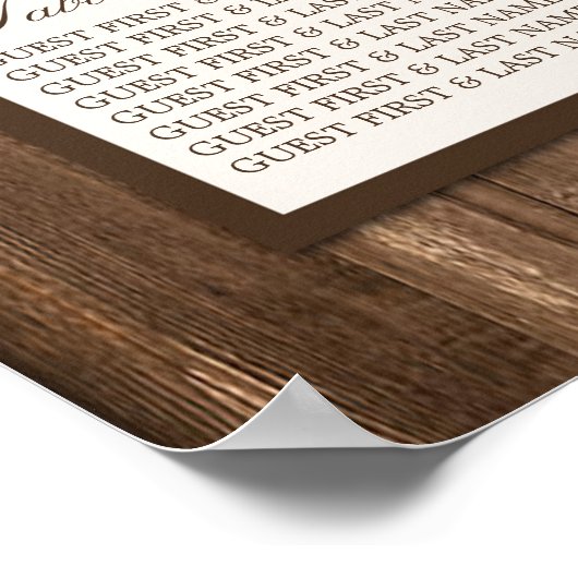 Country Rustic Sunflower & Brown Wood Wedding Poster (Ecke)