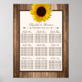 Country Rustic Sunflower & Brown Wood Wedding Poster (Vorne)