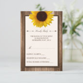 Country Rustic Sunflower & Brown Wood Wedding RSVP (Stehend Vorderseite)