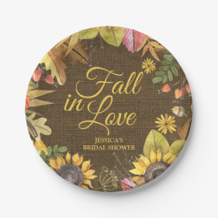 Country Rustic Sunflower Burlap Fall Brautparty Pappteller