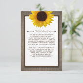 Country Rustic Sunflower & Burlap Wedding Detail Begleitkarte (Stehend Vorderseite)