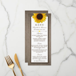 Country Rustic Sunflower & Burlap Wedding Menü Menükarte