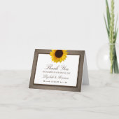 Country Rustic Sunflower & Burlap Wedge Dankeskarte (Vorderseite)