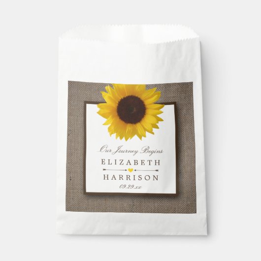 Country Rustic Sunflower & Burlap Wedge Geschenktütchen (Vorderseite)