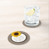 Country Rustic Sunflower & Burlap Wedge Runder Pappuntersetzer (Vor Ort)