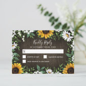 Country Rustic Sunflower Daisy Wedding RSVP Cards Karte (Stehend Vorderseite)