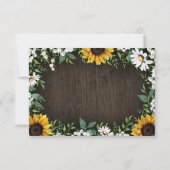 Country Rustic Sunflower Daisy Wedding RSVP Cards Karte (Rückseite)