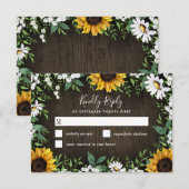 Country Rustic Sunflower Daisy Wedding RSVP Cards Karte (Vorne/Hinten)