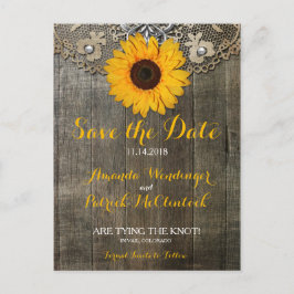 Country Rustic Sunflower Lace Rett Date Postcard Ankündigungspostkarte