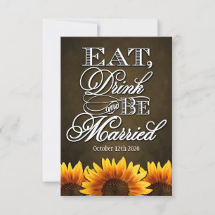 Country Rustic Sunflower Wedding RSVP Cards Karte