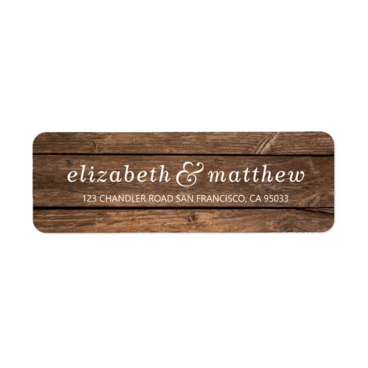 Country Rustic Typografy Dark Wood Rücksendeadress (Vorne)