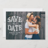 Country Rustic Typografy Foto Overlay Save The Date (Vorderseite)