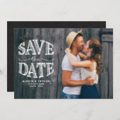 Country Rustic Typografy Foto Overlay Save The Date (Vorne/Hinten)