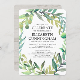 Country Rustic Watercolor Foliage Memorial Einladung