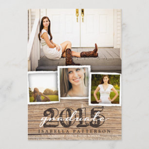 Country Rustic Wood Abschluss 2015 Einladung