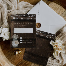 Country Rustic Wood Barrel Wedding RSVP Card