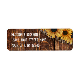Country Rustic Wood Burlap Wedding Rücksendeadress
