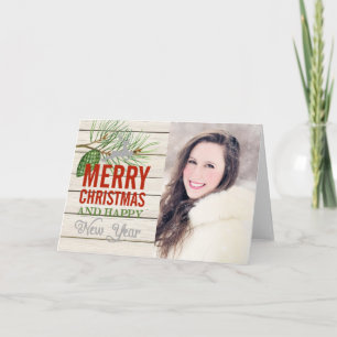 Country Rustic Wood Foto Weihnachtskarte Feiertagskarte
