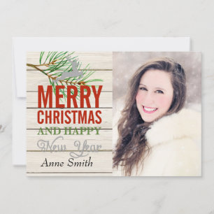 Country Rustic Wood Foto Weihnachtskarte Feiertagskarte