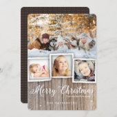 Country Rustic Wood Frohe Weihnachtsfotokarte Feiertagskarte (Vorne/Hinten)