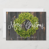 Country Rustic Wood frohe Weihnachtsgrüße Feiertagskarte (Vorderseite)