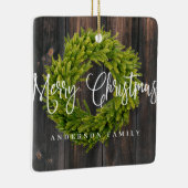 Country Rustic Wood frohe Weihnachtsgrüße Keramikornament (Rechts)