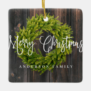 Country Rustic Wood frohe Weihnachtsgrüße Keramikornament
