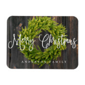Country Rustic Wood frohe Weihnachtsgrüße Magnet (Horizontal)
