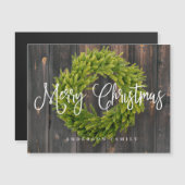 Country Rustic Wood frohe Weihnachtsgrüße Magnetkarte (Vorne/Hinten)