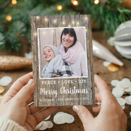 Country Rustic Wood Lights Foto Frohe Weihnachten