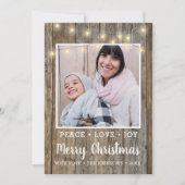 Country Rustic Wood Lights Foto Frohe Weihnachten (Vorderseite)
