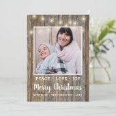 Country Rustic Wood Lights Foto Frohe Weihnachten (Stehend Vorderseite)