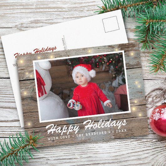 Country Rustic Wood Lights Foto Postkarte