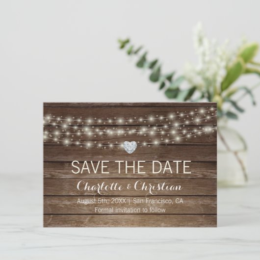 Country Rustic Wood Mason Jars Heart Wedding Save The Date (Stehend Vorderseite)