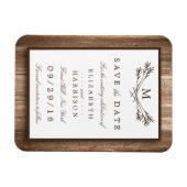Country Rustic Wood Monogram Branch Save the Date Magnet (Horizontal)