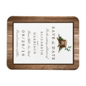 Country Rustic Wood Monogram Tree Save the Date Magnet (Horizontal)