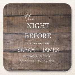 Country Rustic Wood Probe Dinner Hochzeit Rechteckiger Pappuntersetzer