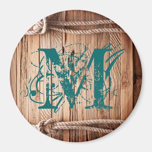 Country Rustic Wood Rope Monogram Initial Magnet (Vorne)