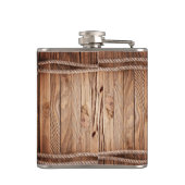 Country Rustic Wood Rope Monogram Whiskey Flask Flachmann (Rückseite)