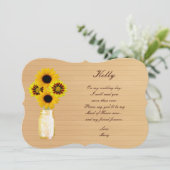 Country Rustic Yellow Mason Jar Trauzeugin Card Einladung (Stehend Vorderseite)