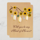 Country Rustic Yellow Mason Jar Trauzeugin Card Einladung (Vorne/Hinten)