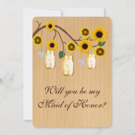 Country Rustic Yellow Mason Jar Trauzeugin Card Einladung